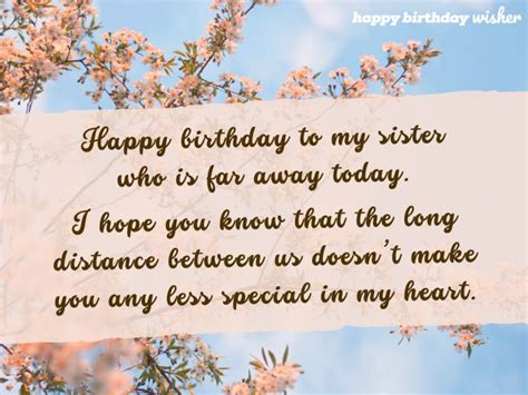 birthday wishes to a far away sister.